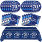Blue 70Th Birthday Decorations For Men Navy Blue Silver Happy 70Th Birthday Tableware Set Include Happy 70Th Birthday Plates Nap