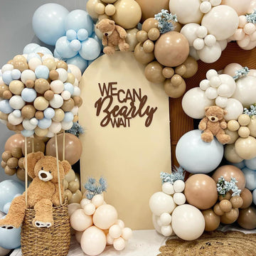 Dusty Blue White Balloon Garland, Double Stuffed Pastel Light Blue Brown Tan Balloon With White Sand Beige Cream Balloon Arch Ki