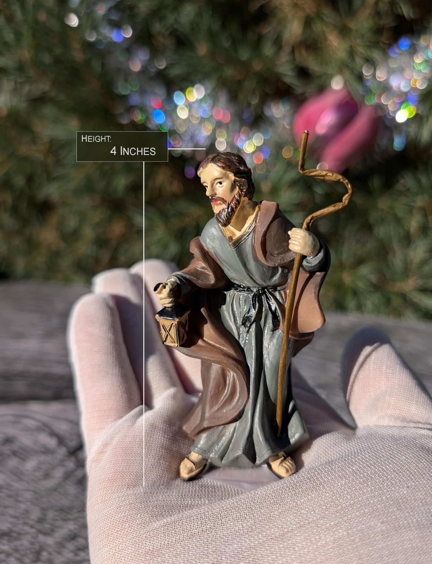 Faithful Treasure 15-Piece Complete 4' Christmas Nativity Set | Tabletop Nativity Figurines | Nativity Scene With Figures Of Baby Jesus, Angel, Holy Family, Wise Men, Peasants, And Animals