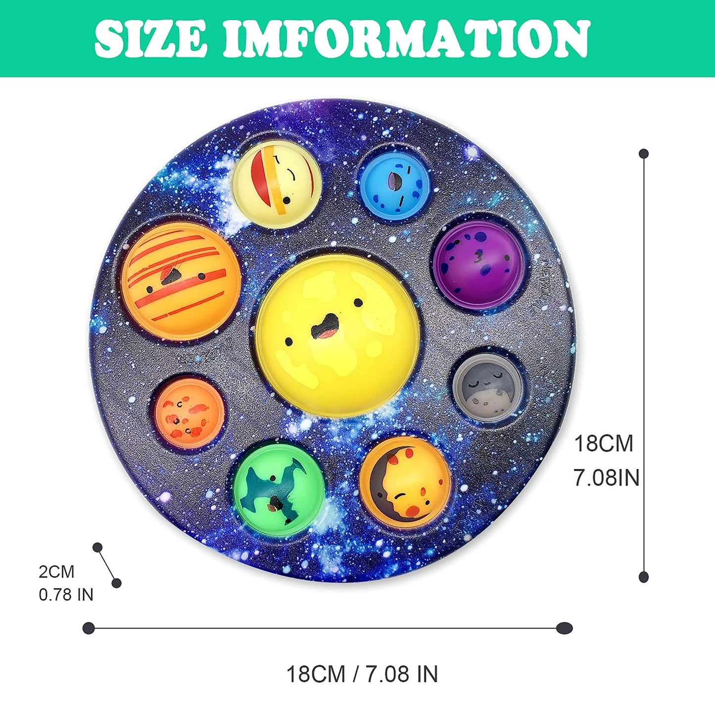 QETRABONE Eight Planet Cave Bubble Fidget Toy - Sensory Anxiety Relief for Kids & Adults, Galaxy Design, Educational Tool