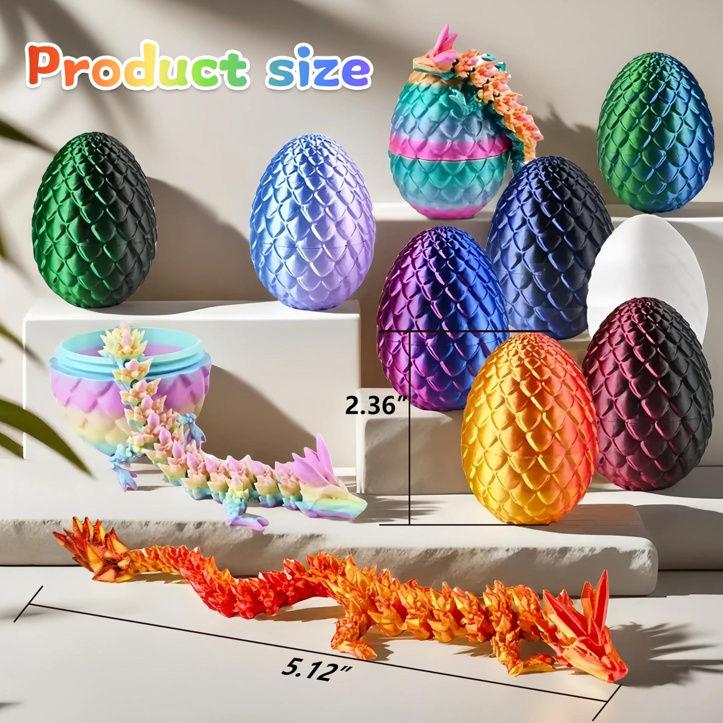 Impossmaker 12PCS 3D Printed Easter Dragon Eggs with 3D Printed Dragon Inside, Micro Easter Basket Stuffers Mini Dragon Egg Set