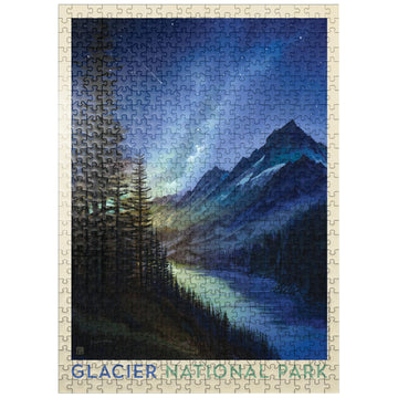Mypuzzle Glacier National Park: Starlight, Vintage Poster - Premium 500 Piece Jigsaw Puzzle For Adults