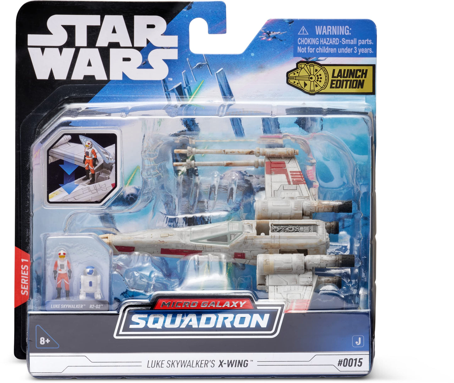 STAR WARS X-Wing Starfighter Vehicle with Luke Skywalker & R2-D2 - 5-Inch, Plastic, X-wing Color, Model SWJ0015
