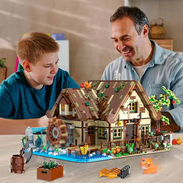 Insoon Wood Cabin Building Set With Led Light, 2570 Pcs Wooden Forest House Mini Building Block Toy With Waterwheel Pond Animals, Big House Construction Model For Adults Teens Kids Boys Girls 10-12+