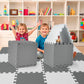 16Pcs Baby Play Mat for Floor  Foam Floor Tiles for Kids with Interlocking  Squares Foam Puzzle Carpet for Playroom  Crawling Rug for Babies 6-12 Months Toddlers 11.8 * 11.8 * 0.6In Each Grey White