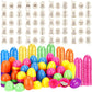 Blueweenly 60 Sets Easter Egg Tokens With Plastic Easter Eggs, Bulk Colorful Fillable Reward Prizes Wooden Bunny Chick Tokens Pr