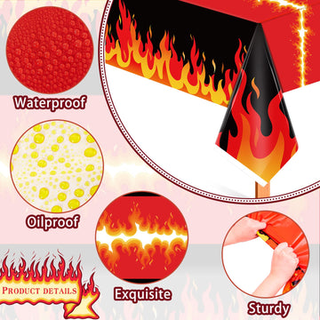 Fire Heroes Table Cloth Firefighter Themed Birthday Party Supplies Plastic Firefighter Table Cover Flame Theme Firefighter Table