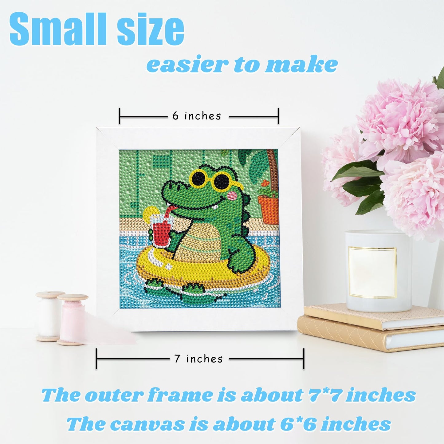 Libfx Diamond Art Kits for Kids with Frame Diamond Art for Girls Boys Beginners Arts and Crafts Ages 8-12 Birthday Gifts (Crocod