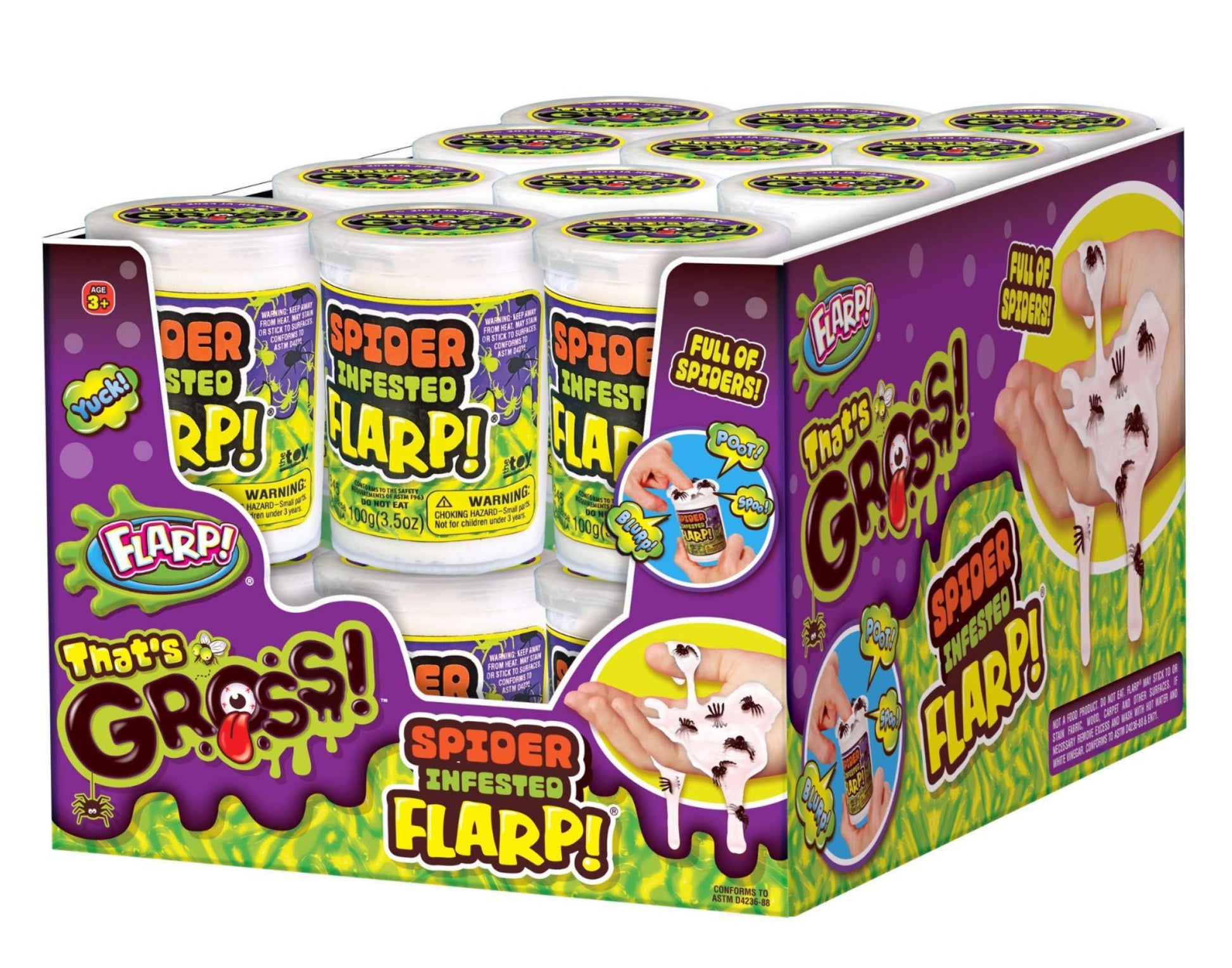 JA-RU Spider Infested Flarp Putty (24 Units) Squishy Sensory Gross Toys for Easter, ADHD Autism Spider Web Toy, Great Party Favo