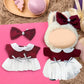 17cm Doll Clothes Labubu Clothes for 6.7inch(17cm) Dolls enhanced Doll Outfit with Hat and Accessories(Clothes Only) (Red White)