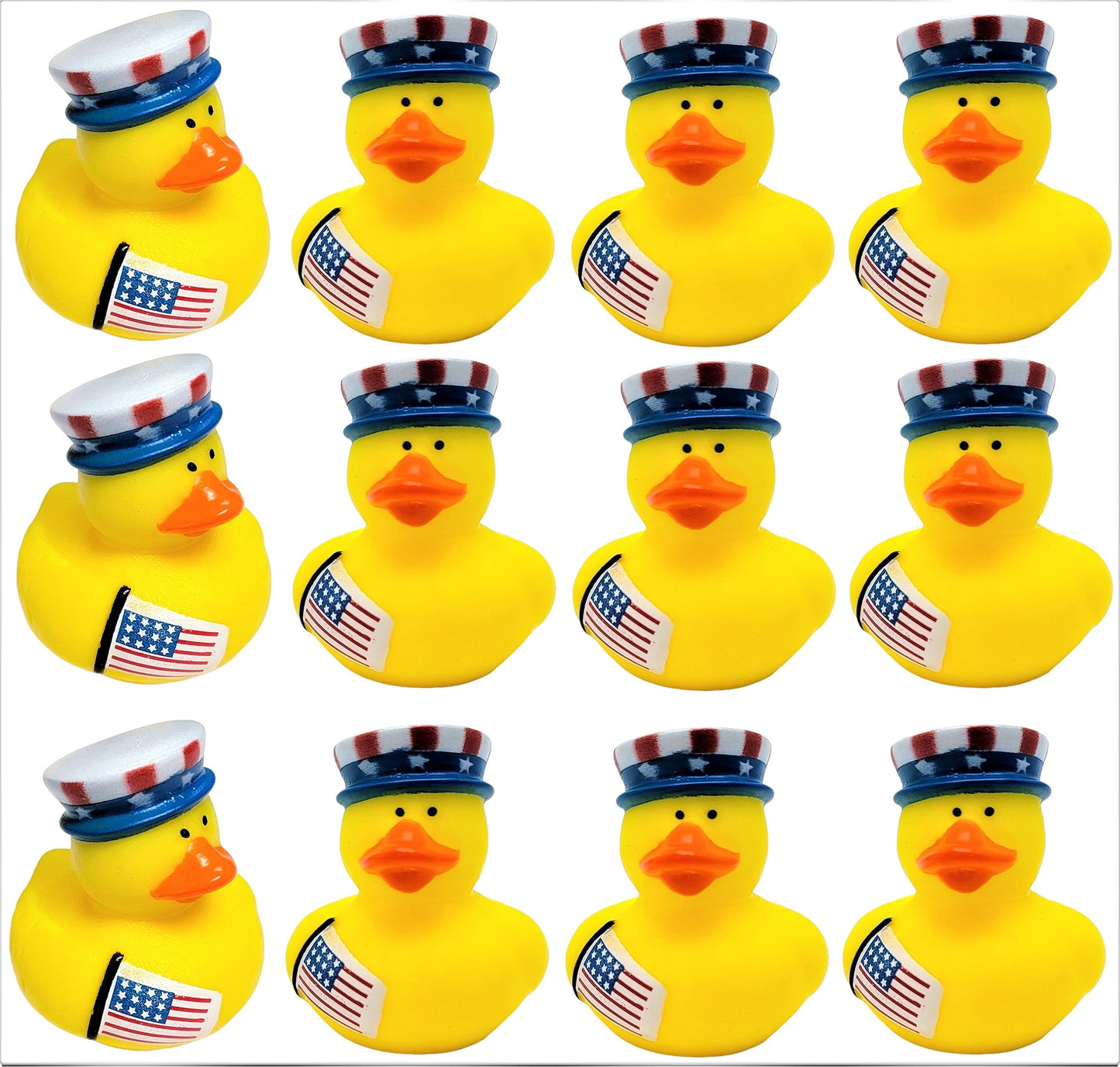 Cool 4Th Of July Rubber Duckies With Usa Flag (2') Standard Size. (12 Pack) Cute Duck Bath Tub Pool Toys. (Patriotic Rubber Ducks)