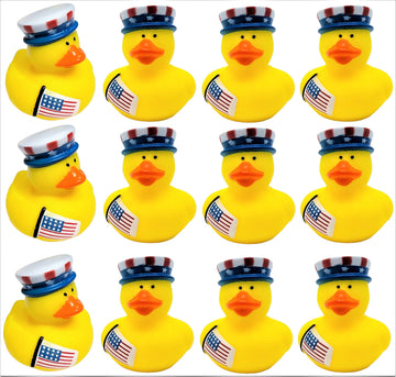 Cool 4Th Of July Rubber Duckies With Usa Flag (2') Standard Size. (12 Pack) Cute Duck Bath Tub Pool Toys. (Patriotic Rubber Ducks)