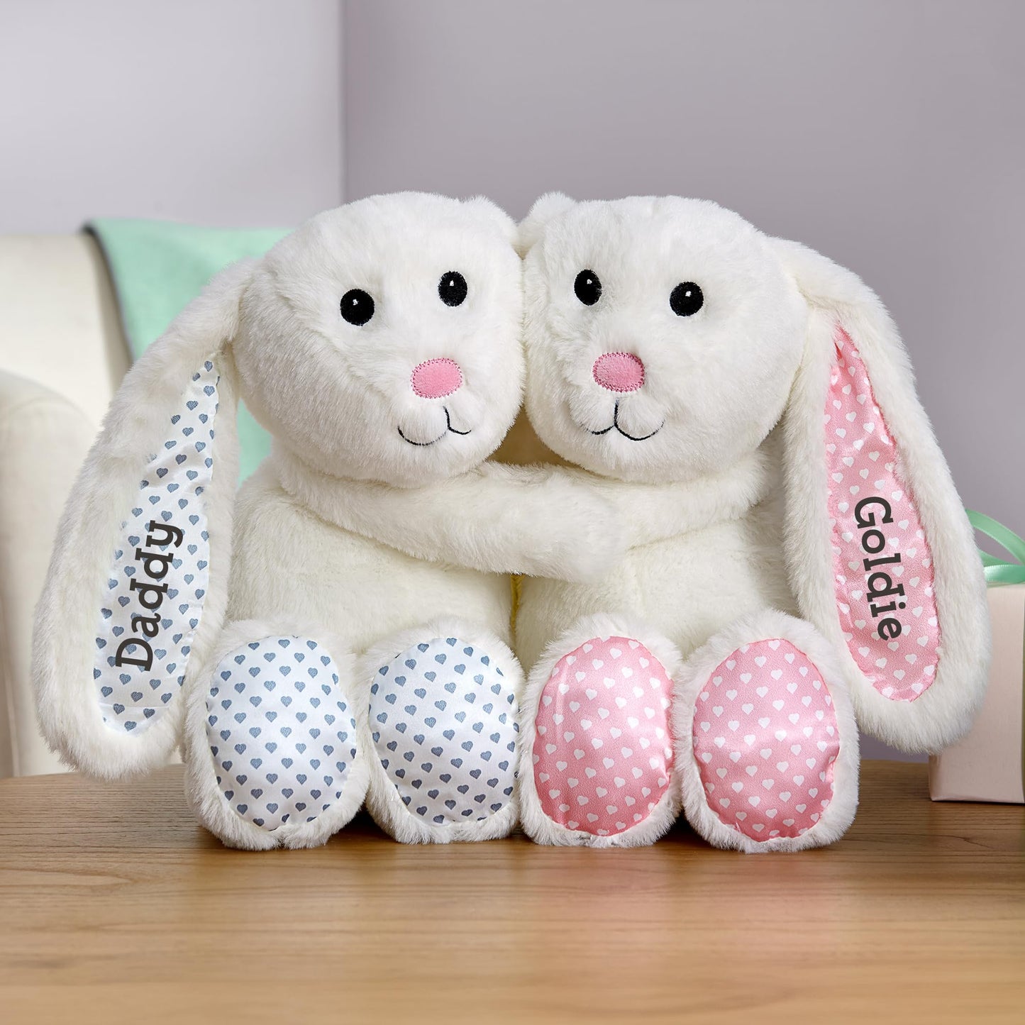 Let'S Make Memories Personalized Hugging Plush Bunnies - For Birthday - Easter Bunny - Bunny Stuffed Animal For Kids - For Boy -