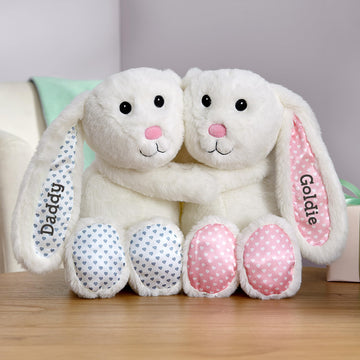 Let'S Make Memories Personalized Hugging Plush Bunnies - For Birthday - Easter Bunny - Bunny Stuffed Animal For Kids - For Boy -