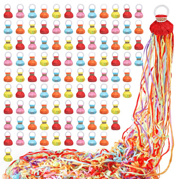 100 pack No Mess Streamers,Romantic Colorful Confetti Poppers,Colorful Hand Throw Party poppers for Birthday,Wedding,Celebration