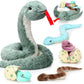 Leitee 7 Pcs Snake Plush Toy Set 63 Inch Large Mommy Snake Stuffed Animal With Cute Baby And Eggs In Zippered Belly For Kids Birthday Forest Party Favors Prank Props Bedroom Decors(Vivid Style)