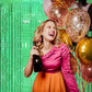 2 Pack 3.2ft x 8.2ft Green Foil Fringe Curtain, Metallic Tinsel Foil Fringe Rain Curtain Streamers Photo Backdrop for St Patrick