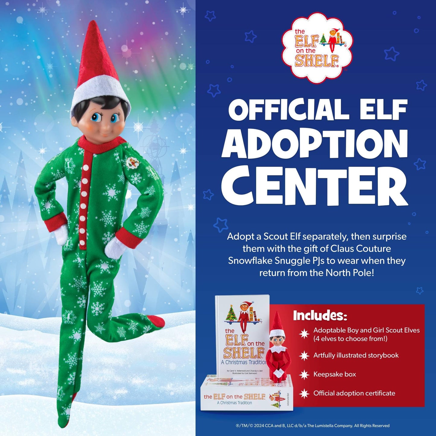 The Elf on the Shelf Snowflake Snuggle Onesie PJs, Green, Polyester, Model CCSNOSNUGPJ - Cozy Pajamas for Your Scout Elf