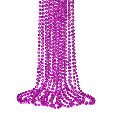 SHAOQINLIN 12 PCS Breast Cancer Awareness Necklaces, Hot Pink Bead Necklace, 33'' Breast Cancer Bead Necklaces, Breast Cancer Aw