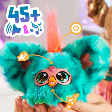 Furby Furblets Mello-Nee Mini Friend, Summer Chill Music, Speaks Only Furbish, Electronic Plush Toys For Girls & Boys, Interactive Pets, Watermelon Red & Green, Easter Basket Stuffers, 6+