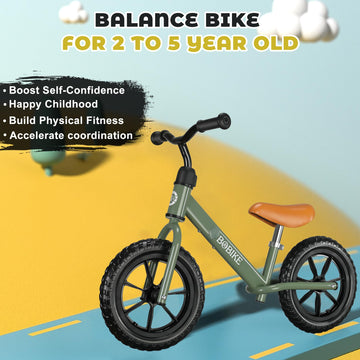 Bobike Toddler Balance Bike Toys For 2 To 5 Year Old Girls Boys Adjustable Seat And Handlebar No-Pedal Training Bike Best Gifts For Kids (Green)