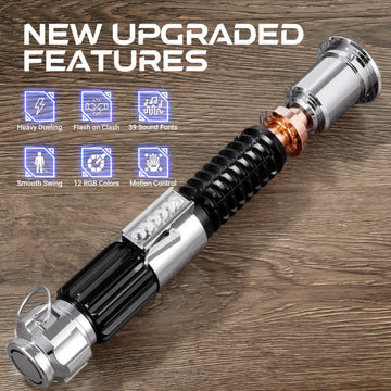 Cvcbser Rgb Dueling Lightsaber, Motion Control 39 Sets Sound Effects And 12 Colors, Smooth Swing Metal Handle Light Saber For Ad