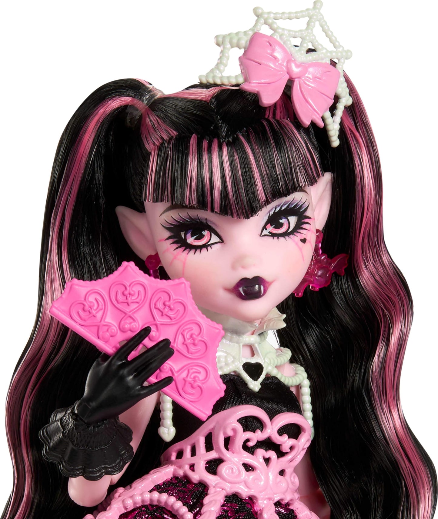 Monster High Scary Sweet Birthday Doll  Draculaura in Pink Party Dress with Themed Accessories Like Invite  Balloon  Gift  Fan and More
