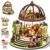 Ourmiao Miniature House Kit Hanging Garden, Diy Miniature Dollhouse Kit For Adults With Furniture & Led Lights, Wooden Craft Gif