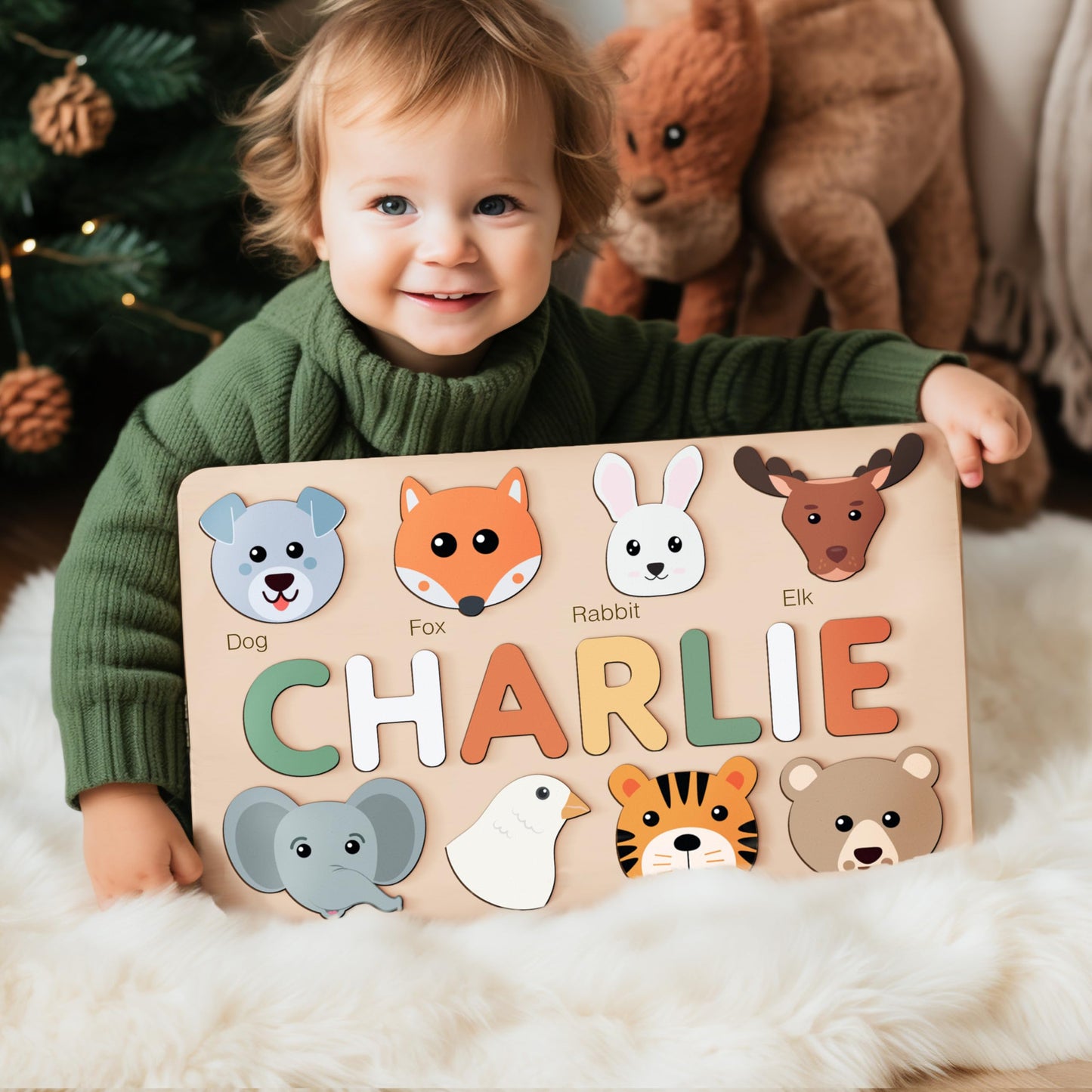 Custom Handmade Puzzles for Toddlers | Multi Color Scheme Options Wooden Name Puzzle | Baby Shower Gift  Easter Gift  New Baby Gift  Christmas Gift  Birthday Gift for Bab  Kid  Toddler | Toddler Toys