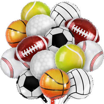 28 Pieces Sports Foil Balloon Set, Mylar Sports Balloons - 18 Inch Baseball Balloons Basketball Balloons Soccer Balloons Volleyb