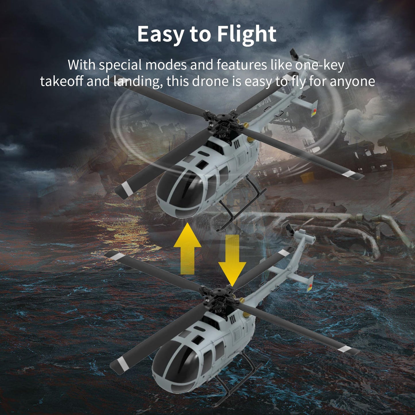 Remote Control Helicopter,4Ch Rc Helicopter Rtf With Aileronless Design And 6-Axis Gyro, Modularized Battery, One-Key Takeoff/La
