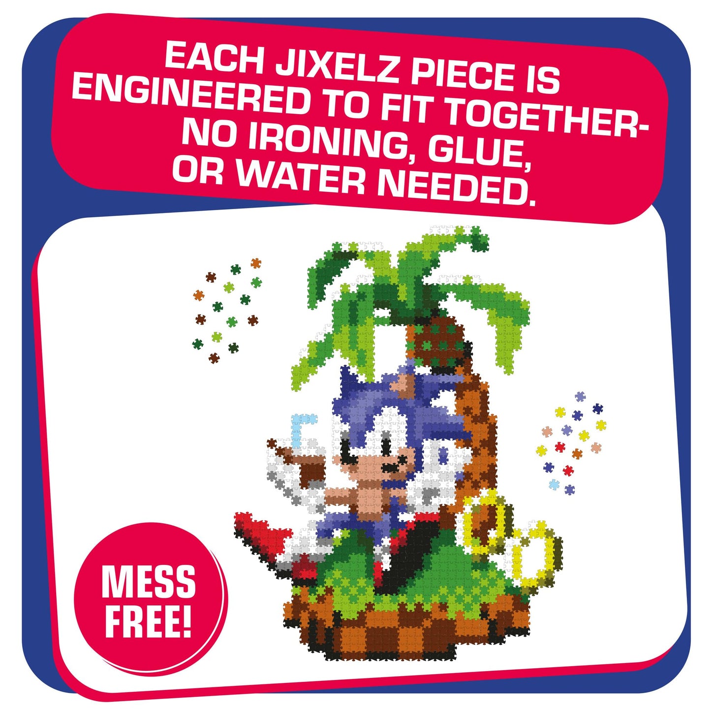 TOMY Jixelz Remix Sonic Craft Kit - 700+ Pieces - Pixel Art Decor - 12x16 inches - Multicoloured - No Heat or Water Required - Model T73687