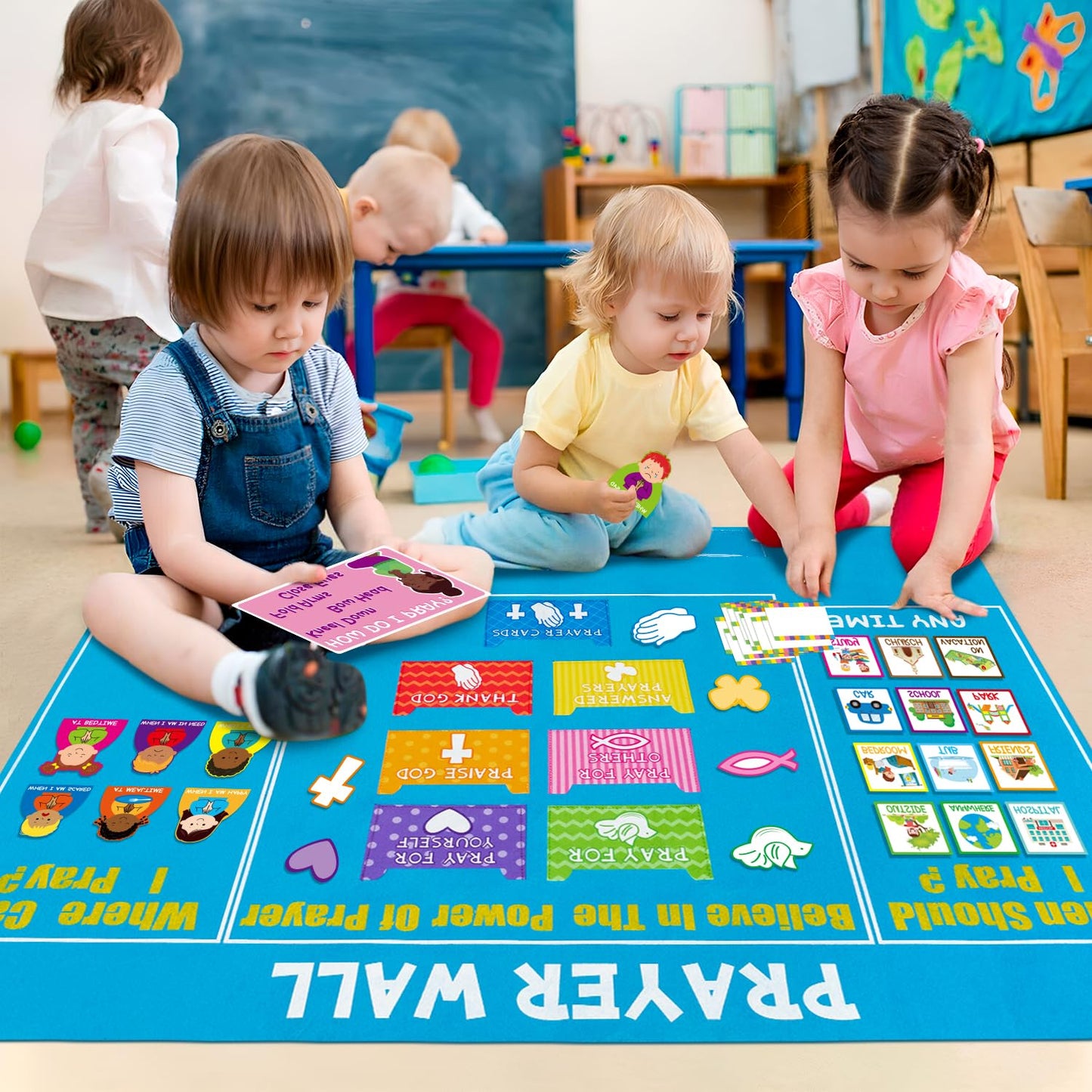 WATINC 37Pcs Prayer Wall Felt Story Board Set with Story Card, Prayer Bulletin Board Accessories, Religious Flannel Felt Stories