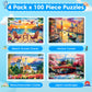 Ciavotie 100 Piece Puzzle World Famous Landscapes Jigsaw Puzzles Large Piece Puzzles for mature-themed Seniors Kids Puzzles for Kids Ages 4-6 6-8 Learning Educational Toys Gifts for Girls Boys 4 Packs