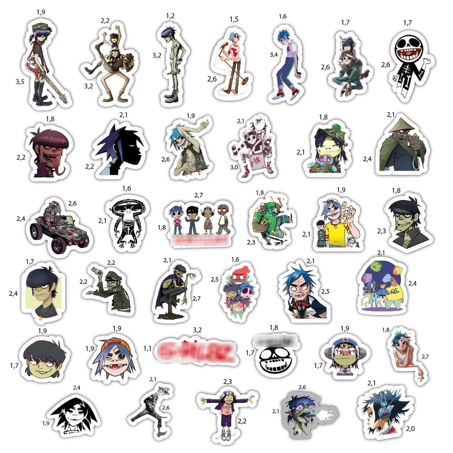36Pcs Gorilla Stickers, Gorilla Merch, Merchandise, Rock Band Stickers, Alternative Hip Hop Band Stickers, Guitar Stickers, Musi