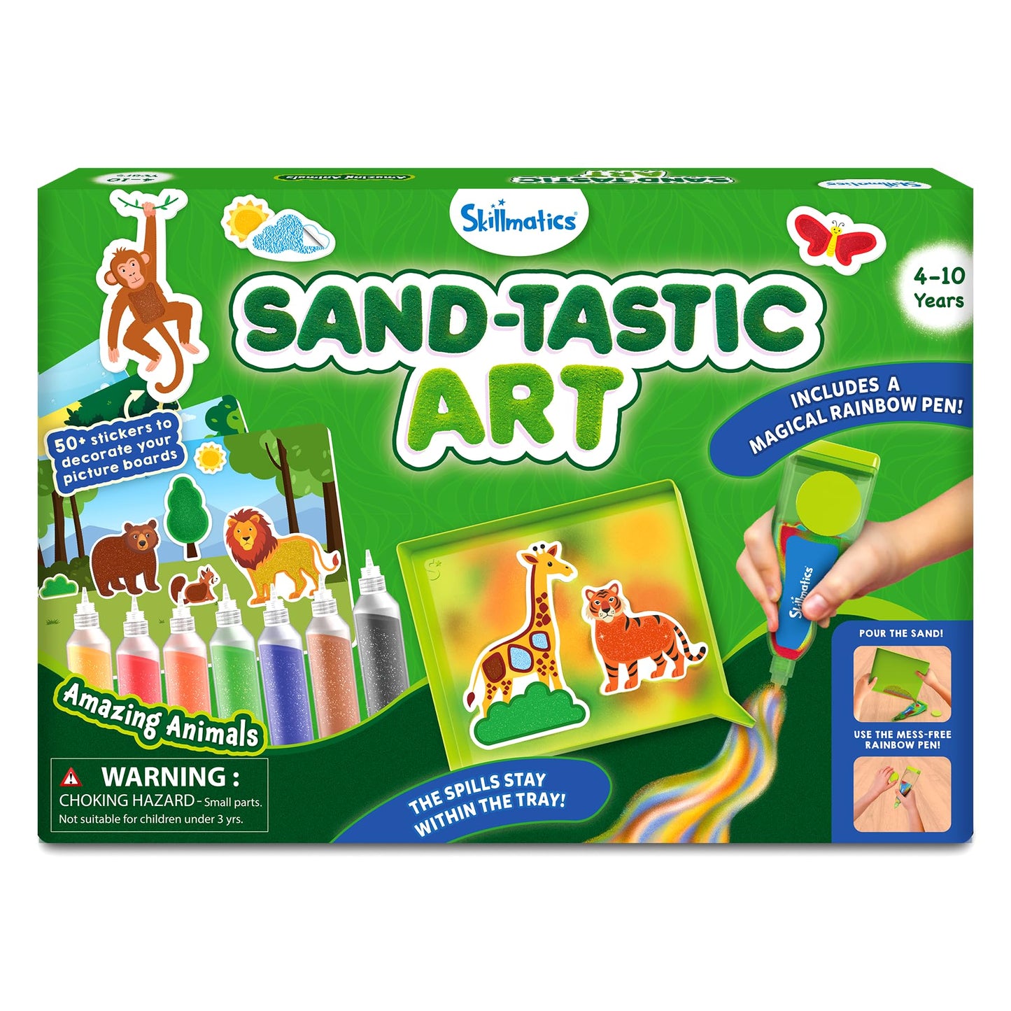 Skillmatics Sand Art Activity - Mess-Controlled DIY Animal Craft Kit with 50+ Colorful Stickers, Creative Arts & Crafts for Kids