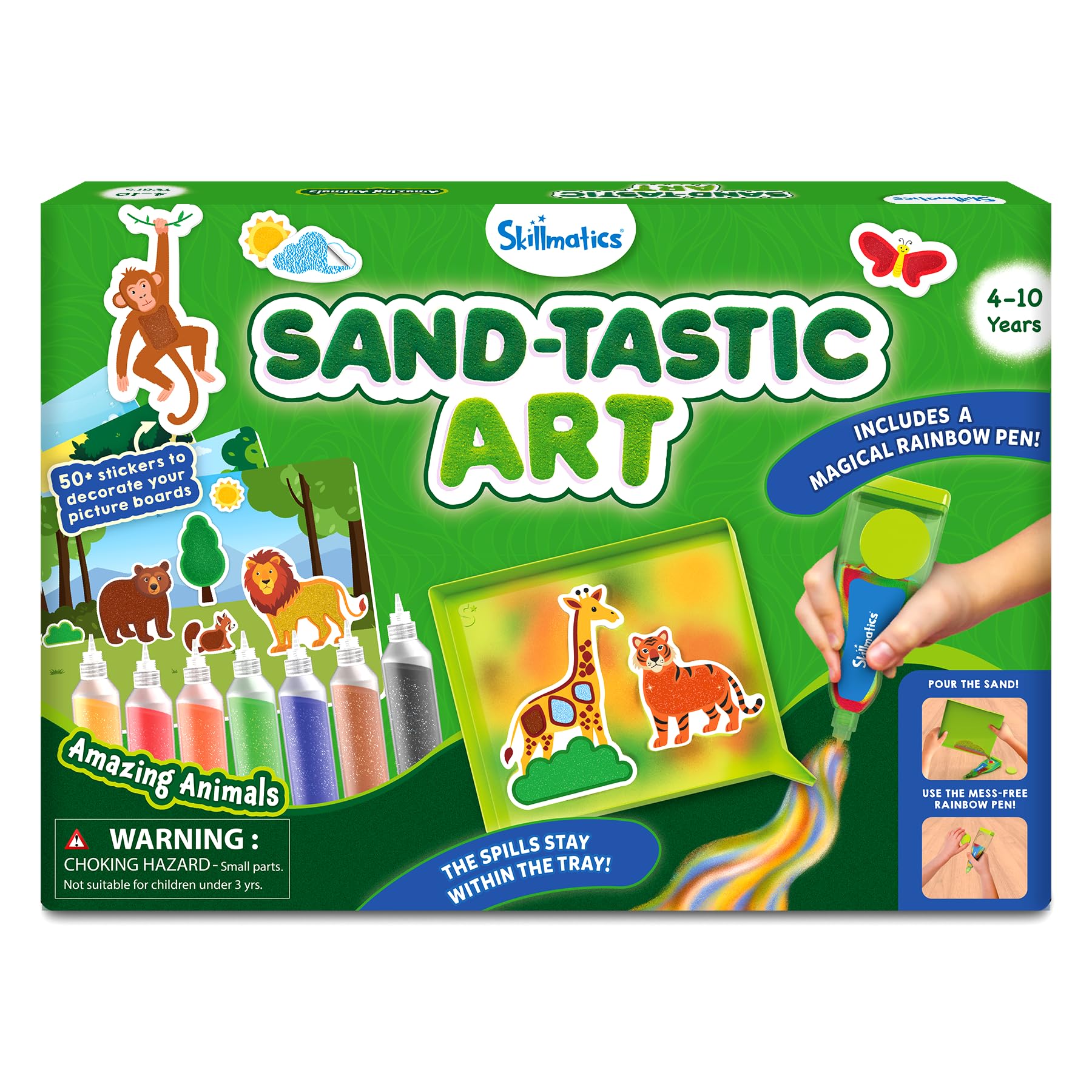 Skillmatics Sand Art Activity - Mess-Controlled DIY Animal Craft Kit with 50+ Colorful Stickers, Creative Arts & Crafts for Kids