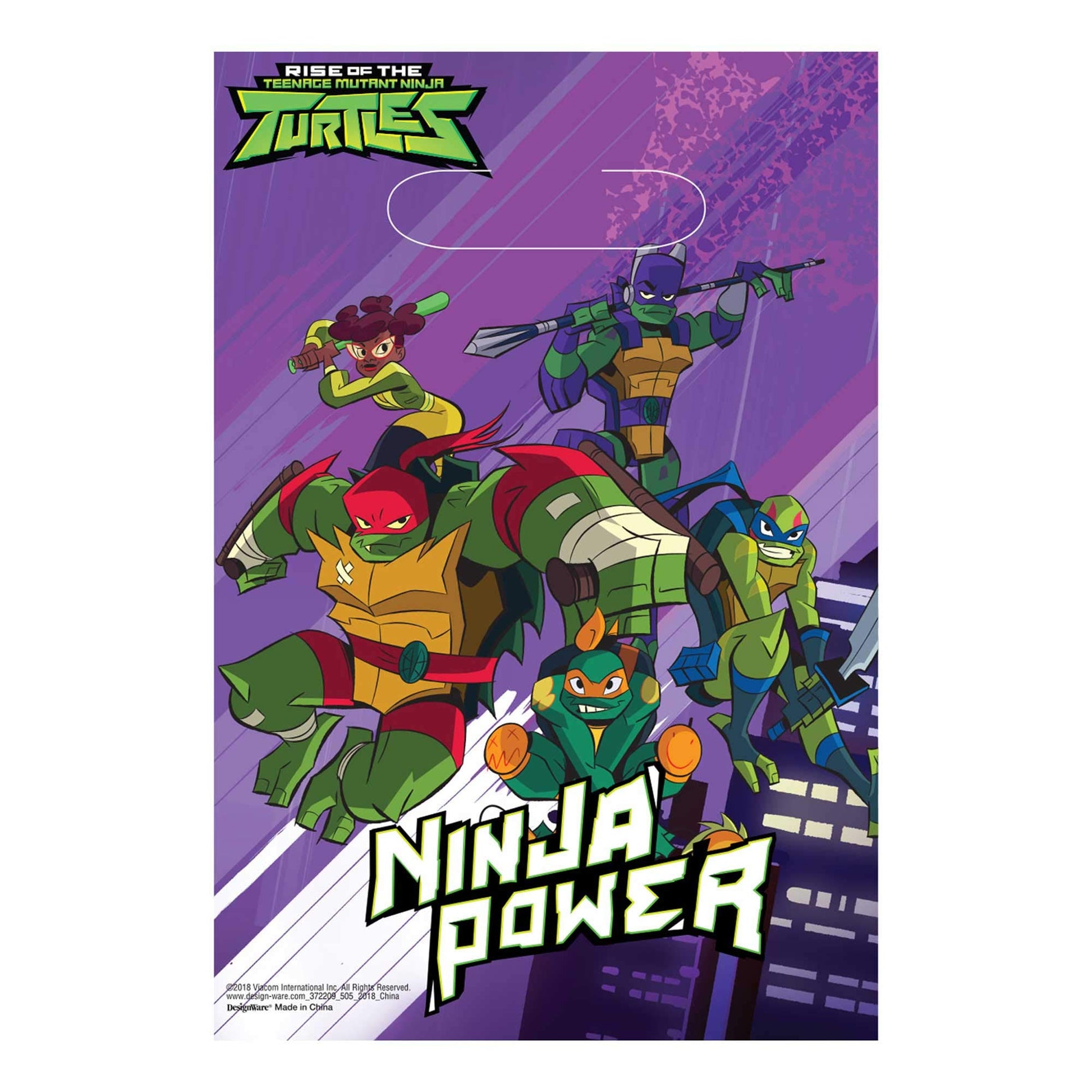 Amscan 372209 - Teenage Mutant Ninja Turtles Party Plastic Loot Bags - 8 Pack