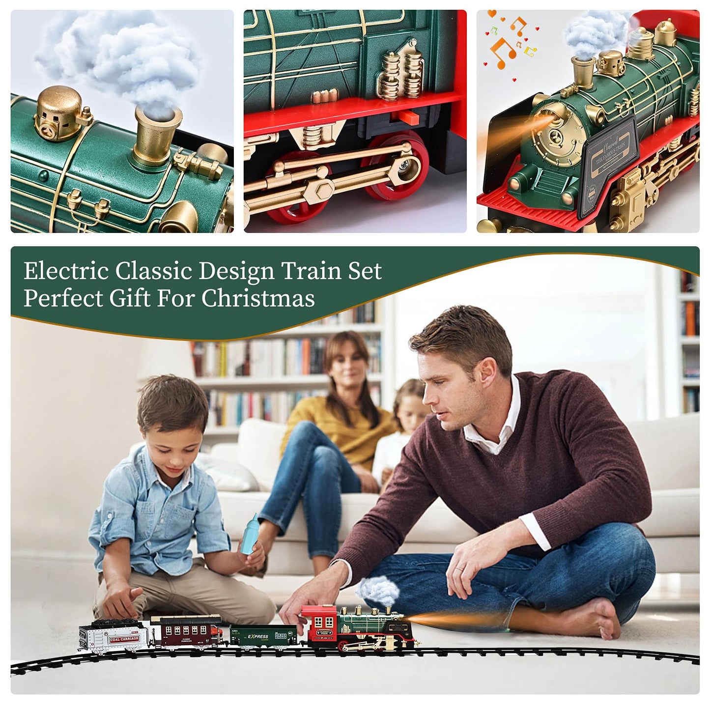 Fanl Train Set With Remote Control - Christmas Train Toys - Steam Locomotive Engine, Cargo Car And Train Tracks - Rechargeable Electric Train Toy Gift Toys For Age 3 4 5 6 + Kids.