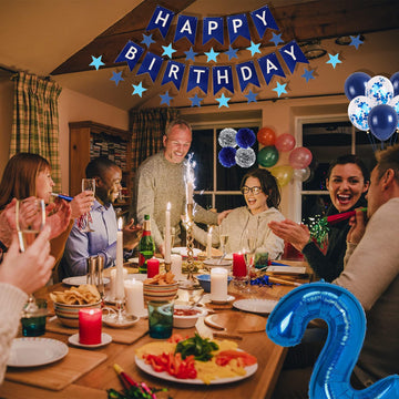 Blue 21 Birthday Decorations, Blue 21St Birthday Decorations For Men Women, Happy 21St Birthday Balloons Party Supplies With Blu