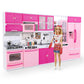 Doll Kitchen Playset For Kids, My Modern Mini Kitchen House Furniture Pretend Play Toy Accessories Set With Realistic Lights & Sounds For Toddlers, Girls (5-In-1 Kitchen Set)