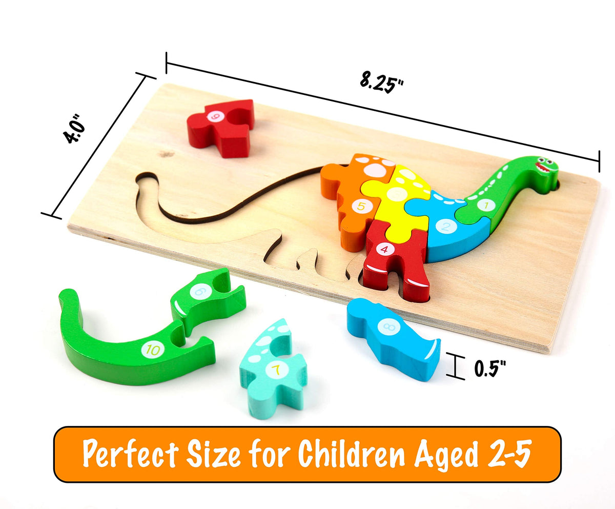 Wooden Montessori Puzzles Including: Dinosaur, Dolphin, Rabbit And Teddy Bear Patterns