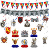 Janlaugh 18 Pcs Medieval Knight Birthday Party Decorations Castle Table Topper Medieval Whirls Hanging Banner Decorations Stone 