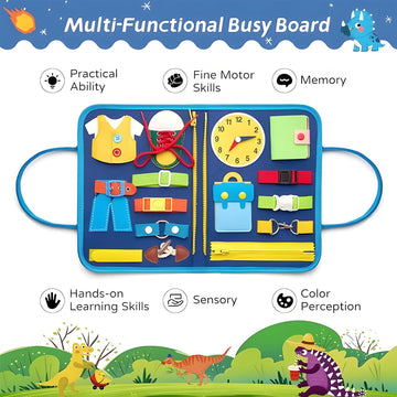 Busy Board for Toddler 1 2 3 4 Year Montessori Busy Book Sensory Learning Toys for Boys Girls Preschool Toys Birthday Idea Gift