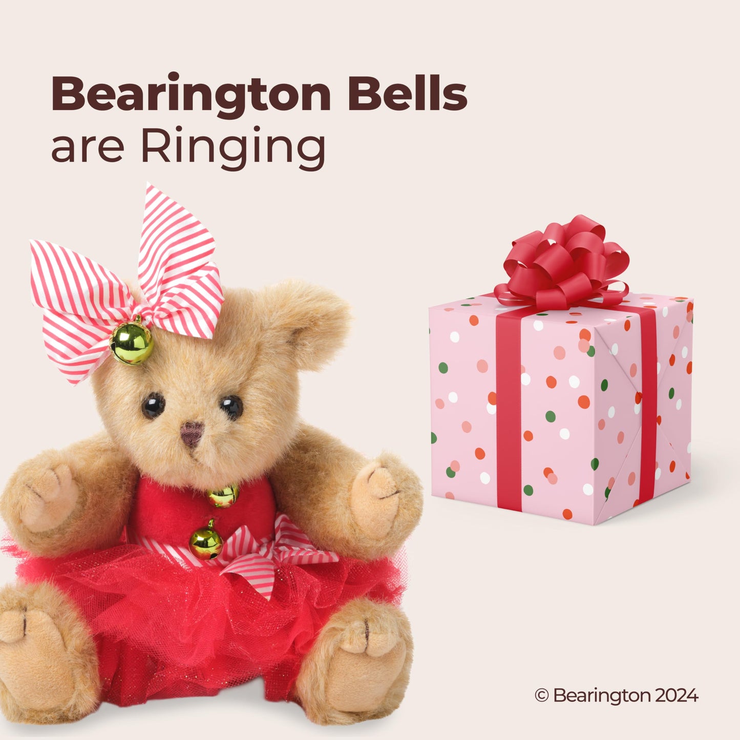 Bearington Jenny Jingles Christmas Ballerina Plush, 10 Inch Christmas Stuffed Animals For Kids, Ideal Christmas Teddy Bear Gift
