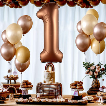 Big, Brown 1 Balloon Number - 40 Inch, Brown 1 Birthday Balloon | Number 1 Balloon Brown, 1St Birthday Decorations | Safari Theme Party Decorations | 1 Year Old Balloon For 1St Birthday Party Supplies