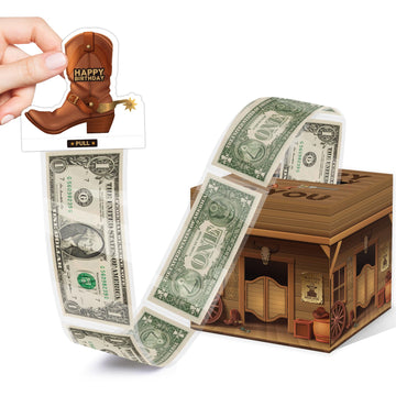 Cowboy Party Surprise Money Box Gift, Happy Birthday Money Box For Cash Gift With Pull, Cowboy Party Decoration For Women Men, C