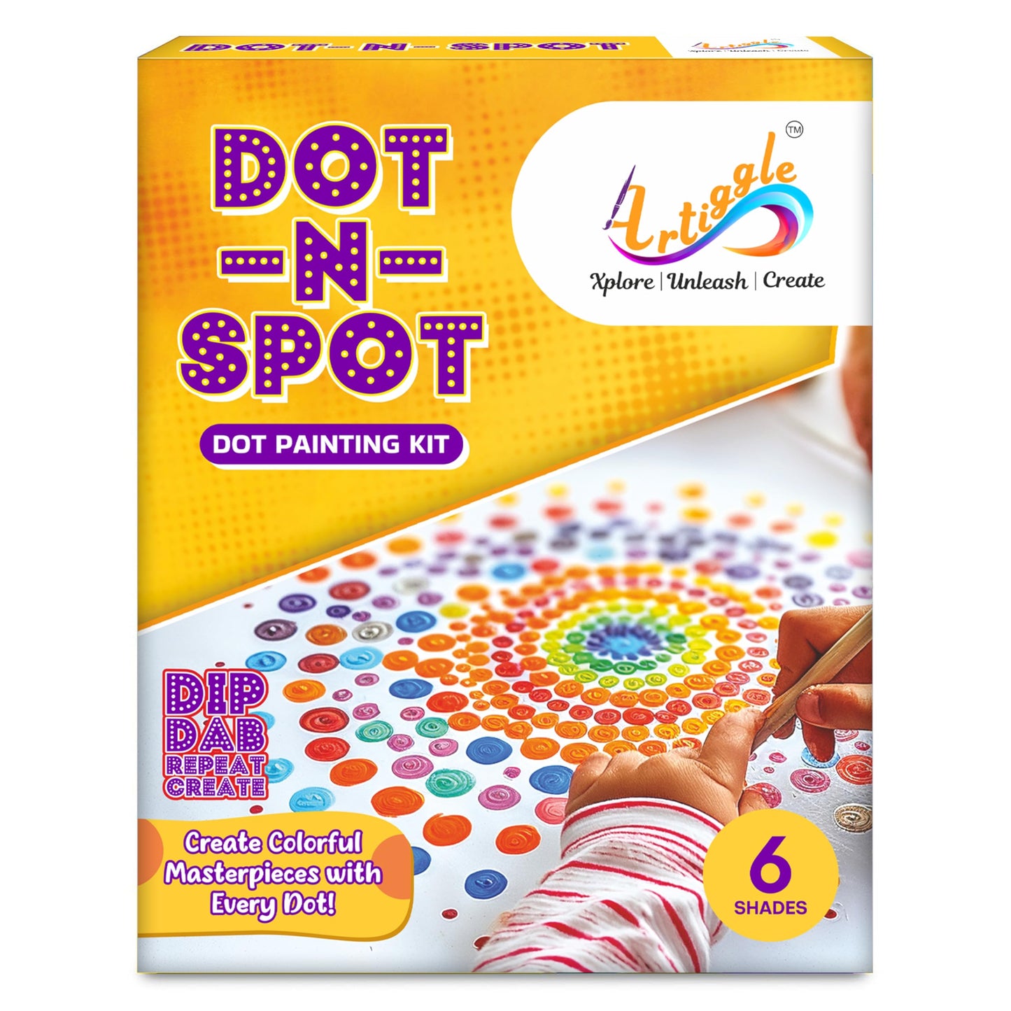 Artiggle Dot-N-Spot| Diy Dot Painting Kit | Activity Kit For All Ages | Gifts For Kids | Mess-Free Art & Craft Activity For Girl