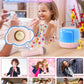 Iyoyo Mini Karaoke Machine For Kids Portable Bluetooth 5.3 Speaker With 2 Wireless Kareokee Microphones, 360° Colorful Led Light Karaoke Toy Gifts For Girls Boys Ages 4-12 Birthday(Peach Pink-2 Mic)