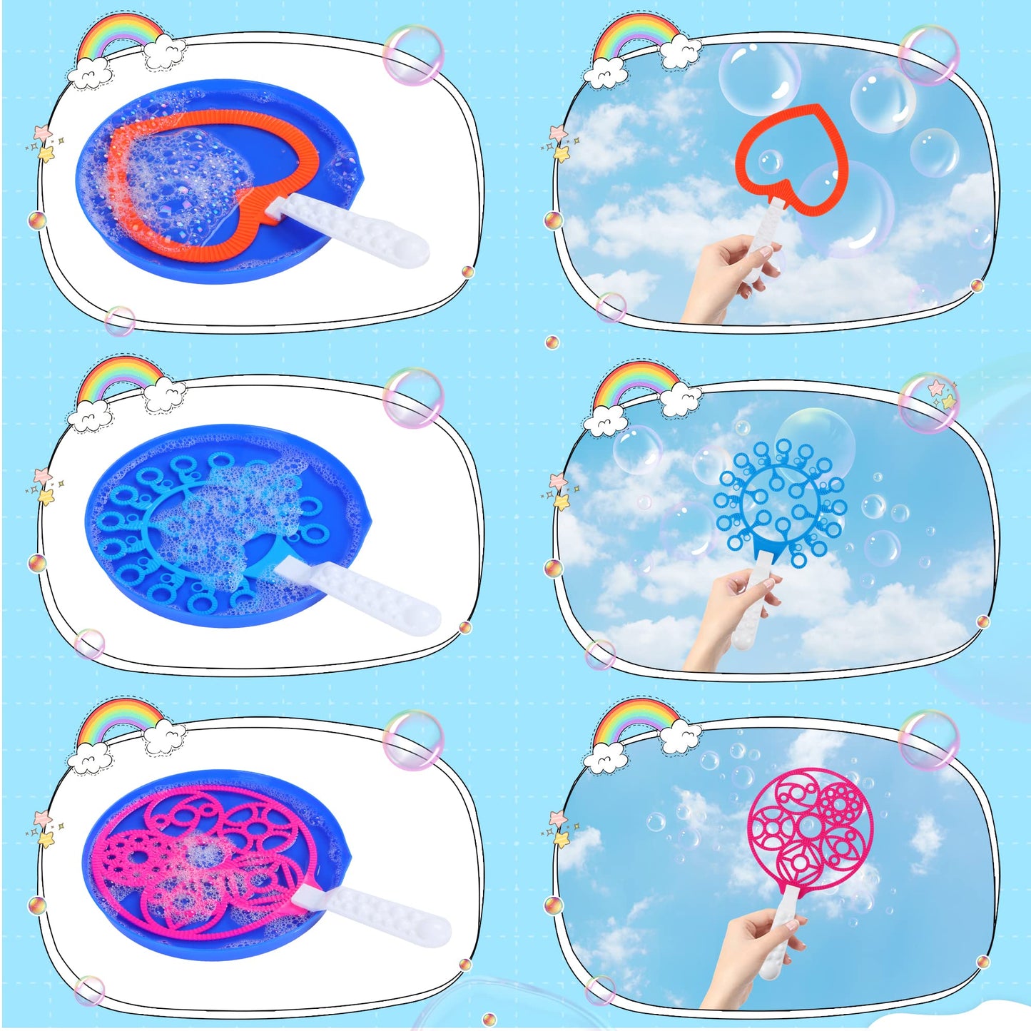 Oun Nana Bubble Wands Set, 12 Pcs Large Bubble Wands With Tray For Kids, Giant Bubble Wands Bubble Makers Bulk For Kids Summer Outdoor Bubble Party Favors